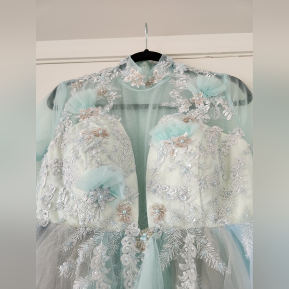 Mint Green Costumes Toast ball gown Banquet wedding Bridal fairy dress gown - Picture 4 of 12